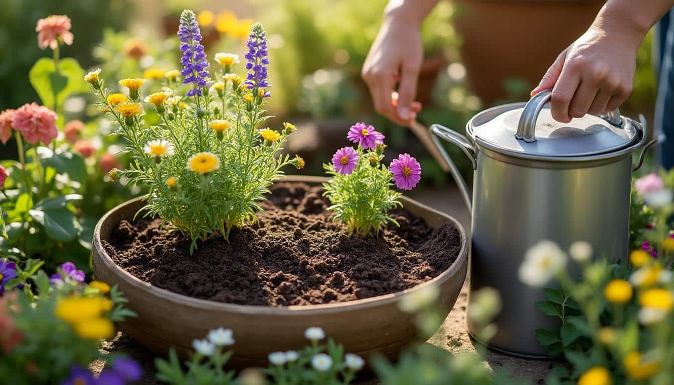 L'entretien idéal des fleurs au potager sur un sol bien drainé