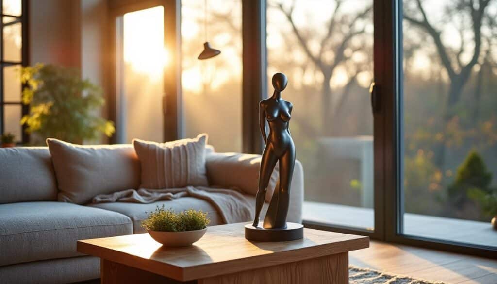 Décorez votre salon dans un style contemporain élégant avec une statuette