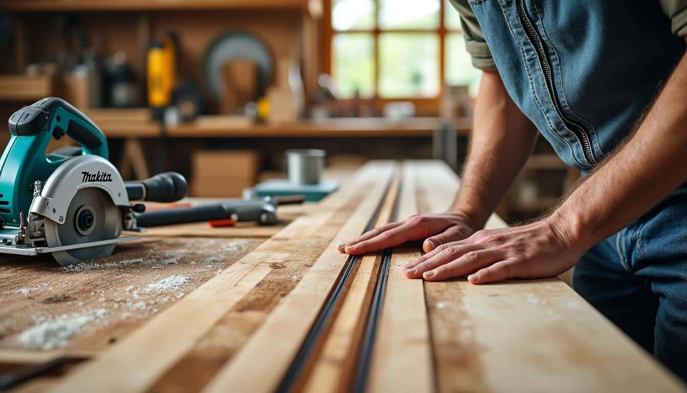 Illustration: Comprendre le rôle essentiel du rail de guidage avec une scie circulaire Makita